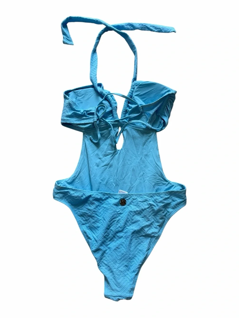 Cupshe Bright Blue Textured One-Piece Bikini with Cutout